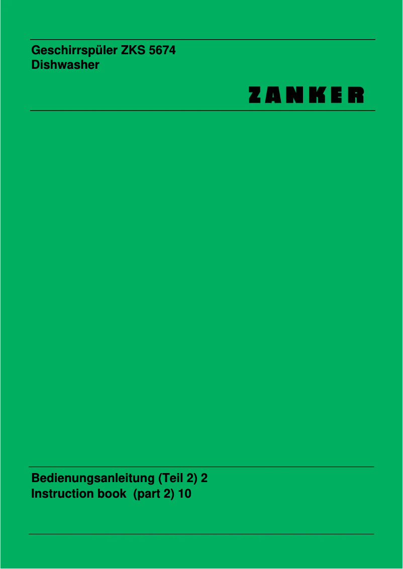 Page 1 de la notice Manuel utilisateur Zanker ZKS 5674 A