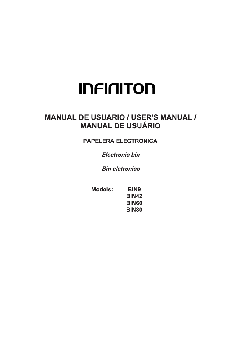 Page 1 de la notice Manuel utilisateur Infiniton BIN60