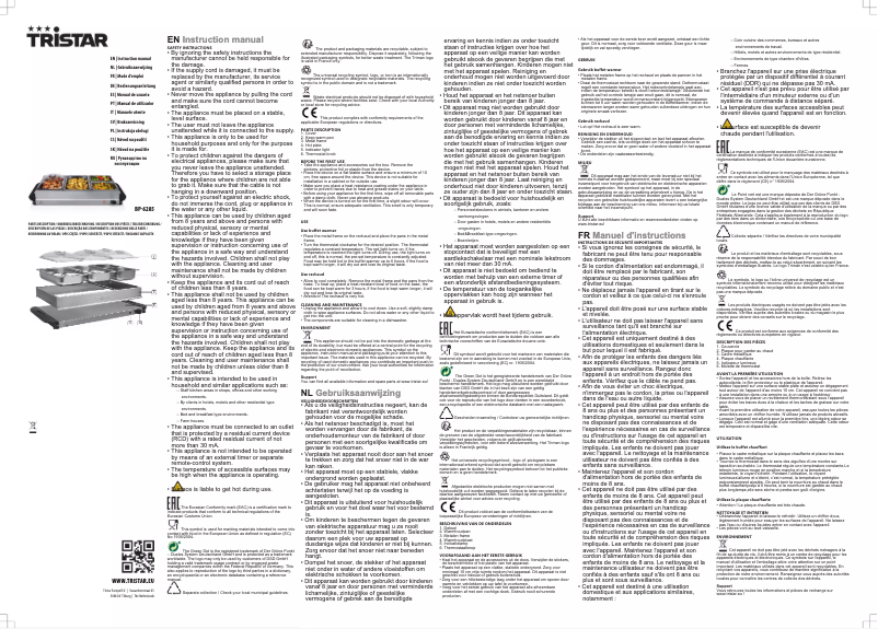 Page 1 de la notice Manuel utilisateur TriStar BP-6285