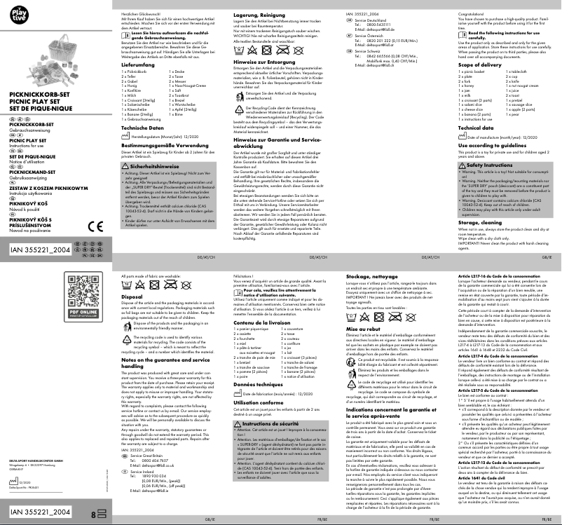 Page 1 de la notice Manuel utilisateur Playtive IAN 355221