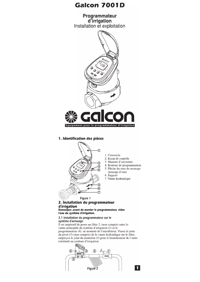 Page 1 de la notice Manuel utilisateur Galcon 7001D
