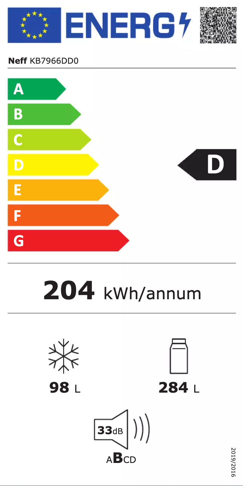 Page n°1 - Label énergétique Neff KB7966DD0