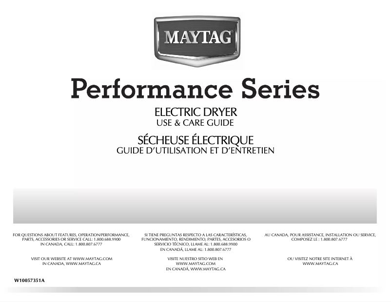 Page n°1 - Manuel utilisateur Maytag Performance YMEDE500VW