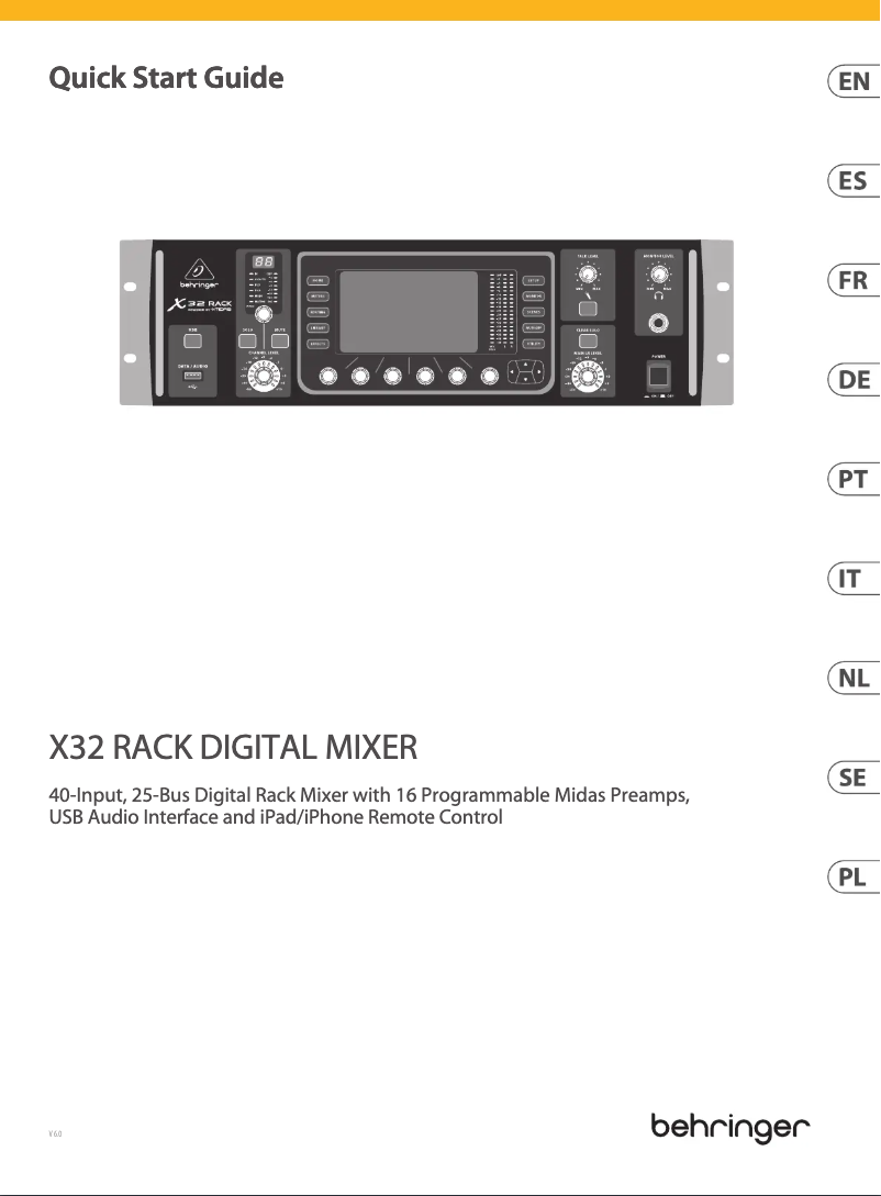 Page 1 of the manual Quick Start Guide Behringer X32 Rack