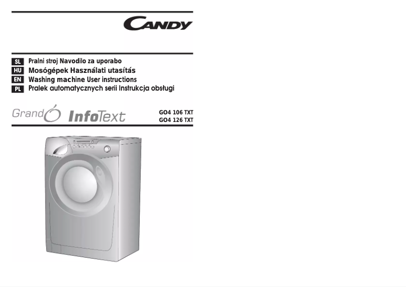 Page n°1 - Manuel utilisateur Candy GO4 126 TXT-16S