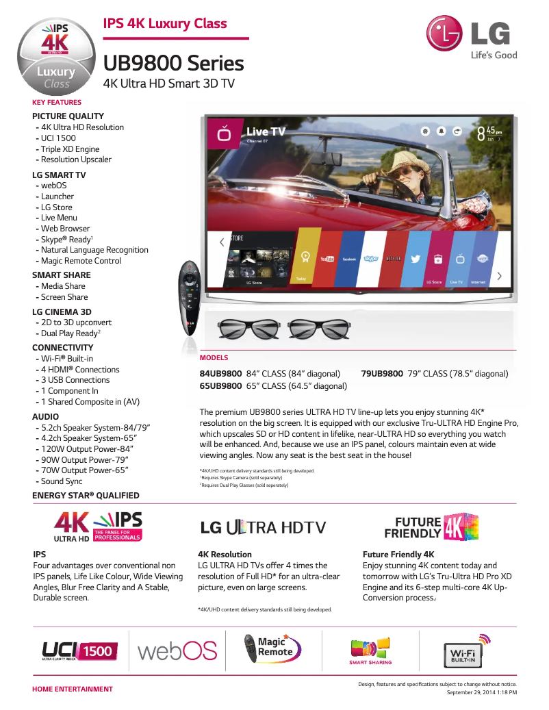 Page n°1 - Fiche technique LG 79UB9800