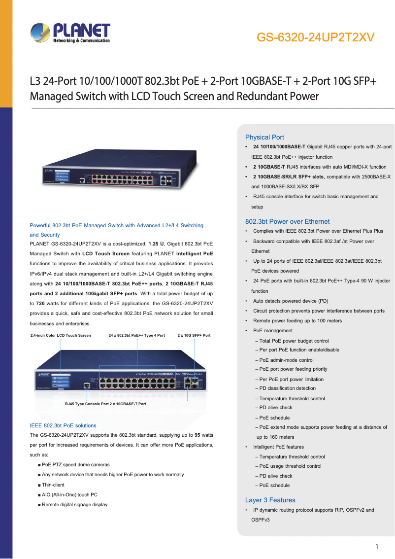 Image de la première page du manuel de l'appareil GS-6320-24UP2T2XV