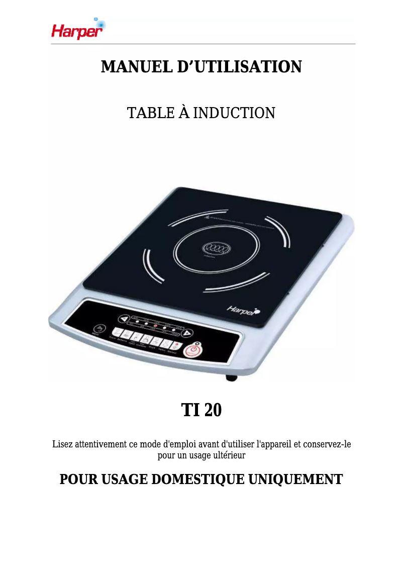 Page n°1 - Manuel utilisateur Harper TI20