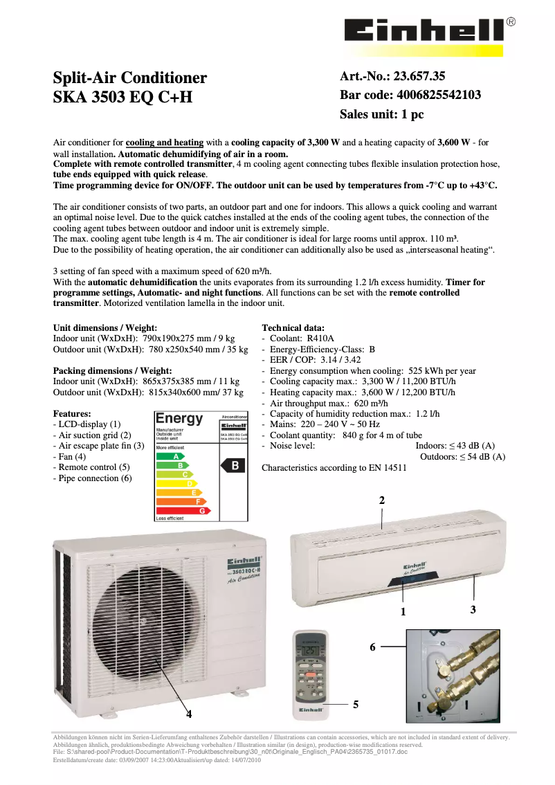 Image de la première page du manuel de l'appareil SKA 3503 EQ C+H