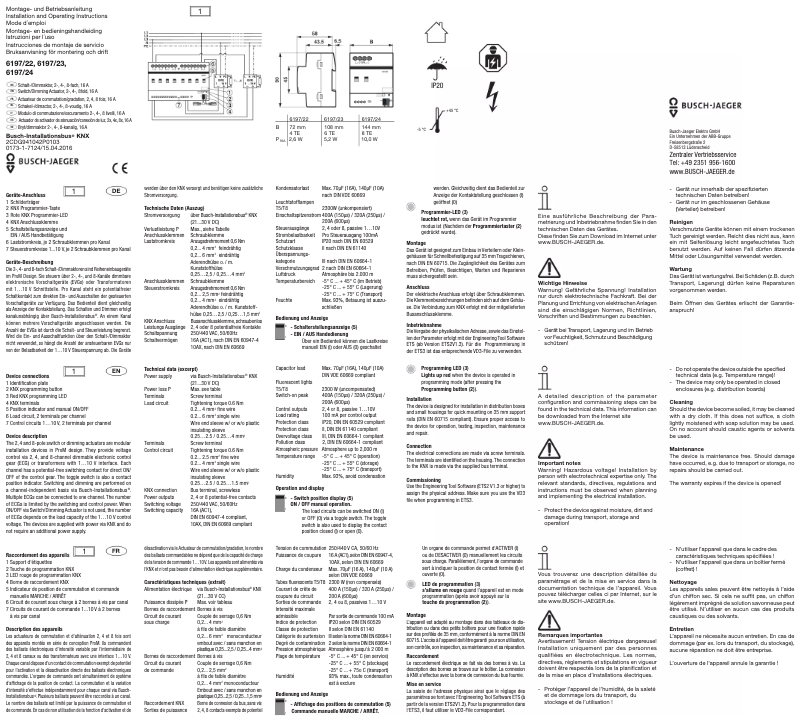 Page 1 de la notice Manuel utilisateur Busch-Jaeger 6151-0-0205