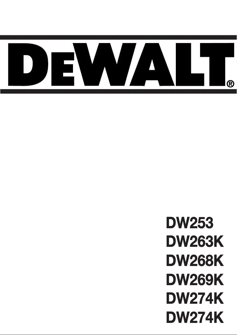 Page 1 de la notice Manuel utilisateur DeWalt DW253