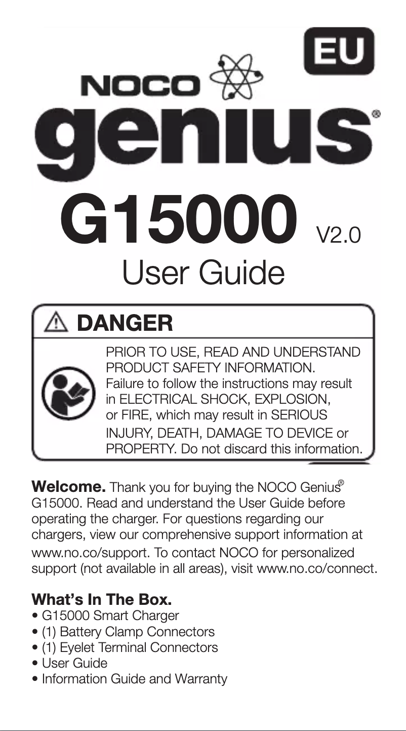 Page n°1 - Manuel utilisateur NOCO Genius G15000