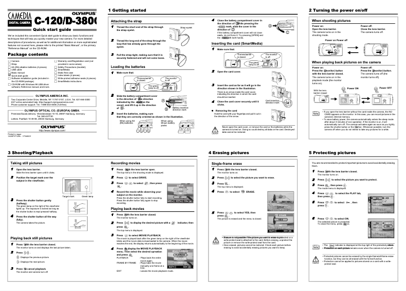 Page 1 de la notice Guide de démarrage rapide Olympus Camedia D-380
