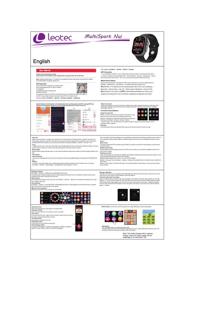 Page n°1 - Manuel utilisateur Leotec MultiSport Nui