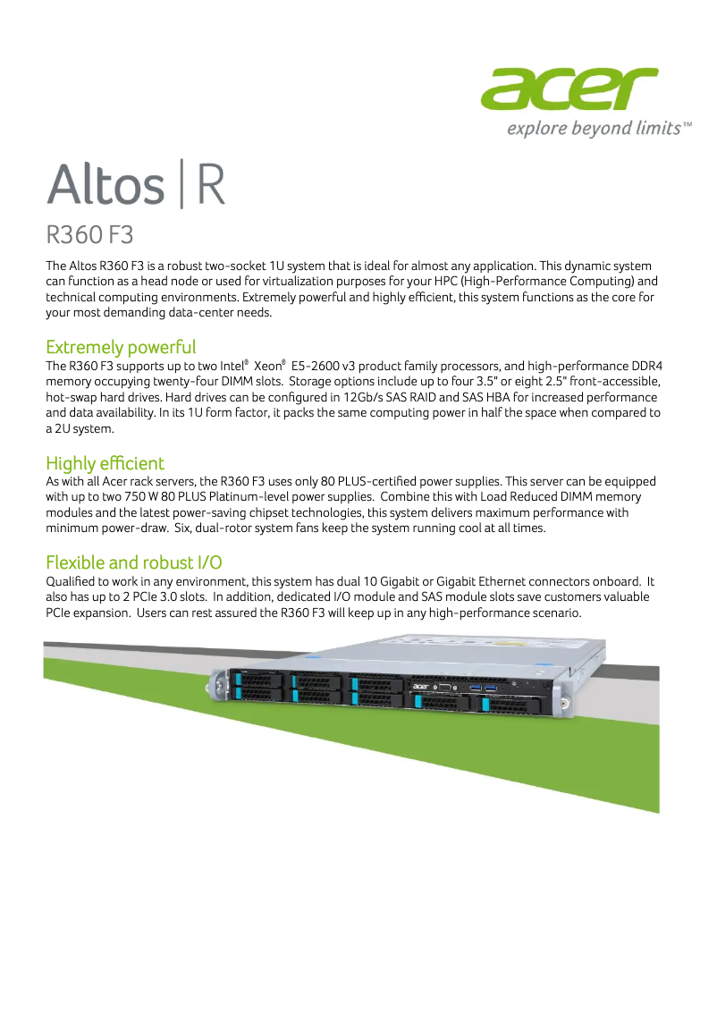 Page 1 de la notice Manuel utilisateur Acer Altos R360 F3