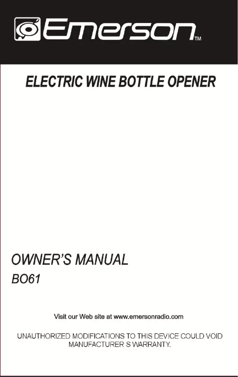 Page 1 de la notice Manuel utilisateur Emerson BO61