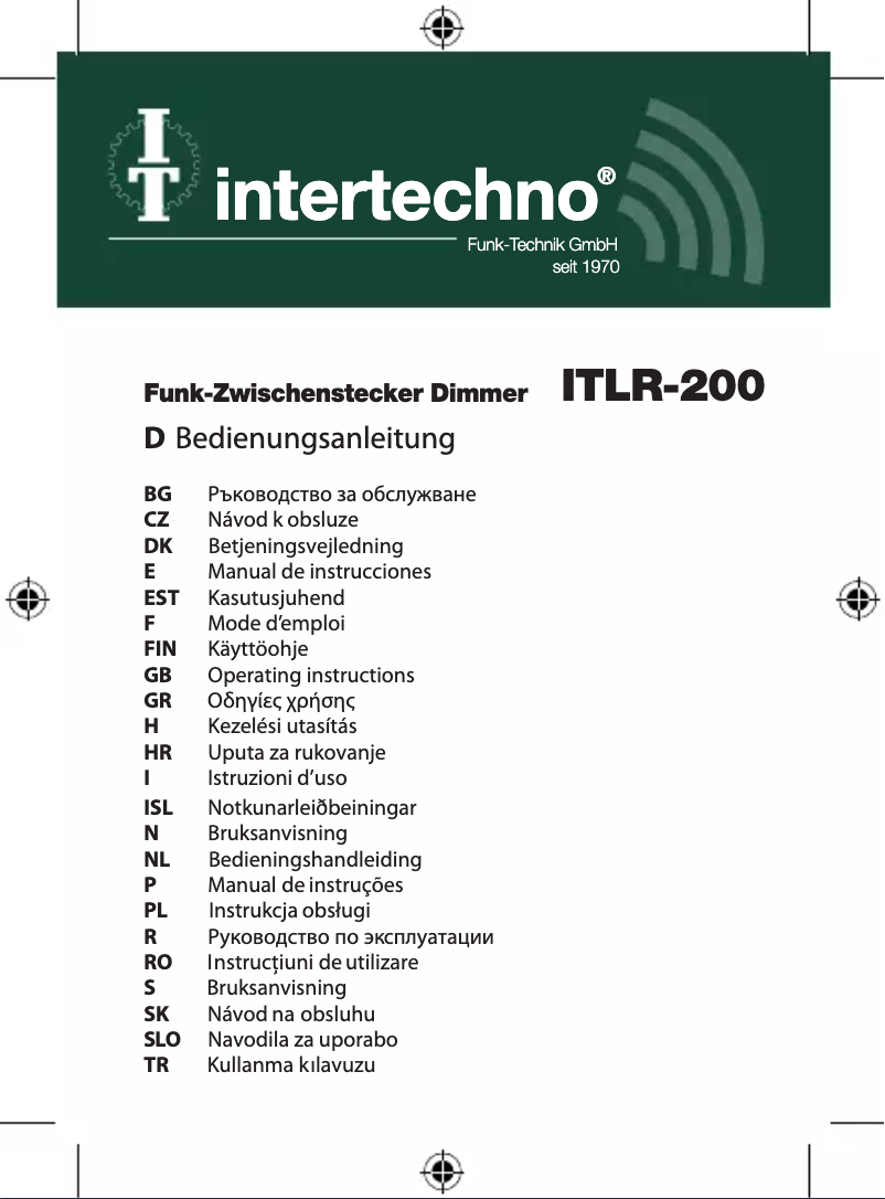 Page n°1 - Manuel utilisateur Intertechno ITLR-200