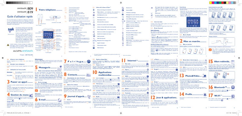 Image de la première page du manuel de l'appareil One Touch 809