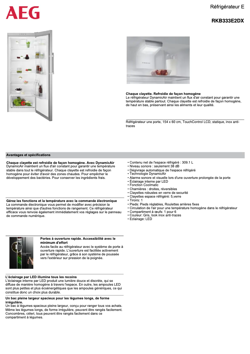 Page n°1 - Fiche technique AEG RKB333E2DX