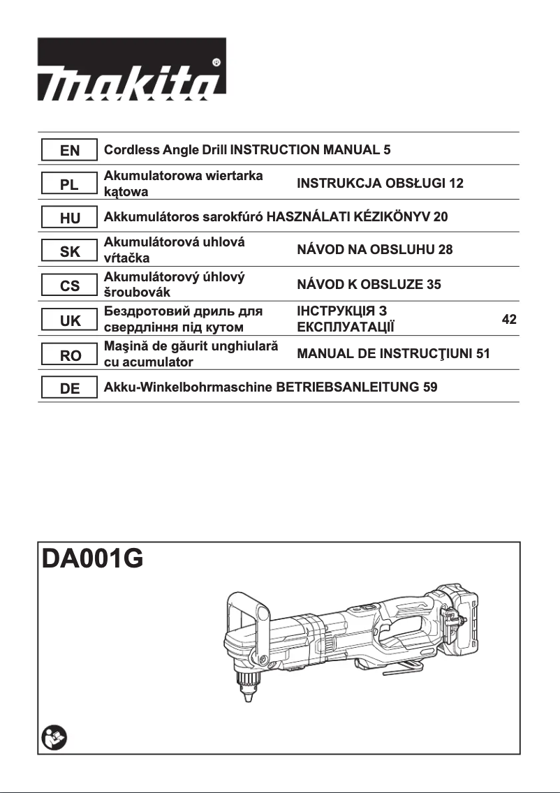 Page 1 de la notice Manuel utilisateur Makita DA001G