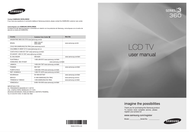 Page n°1 - Manuel utilisateur Samsung LN32B360C5D