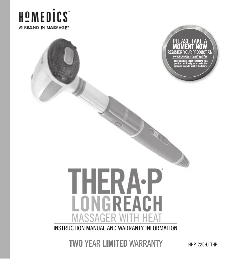Page n°1 - Manuel utilisateur Homedics Thera P Long Reach HHP-225HJ-THP