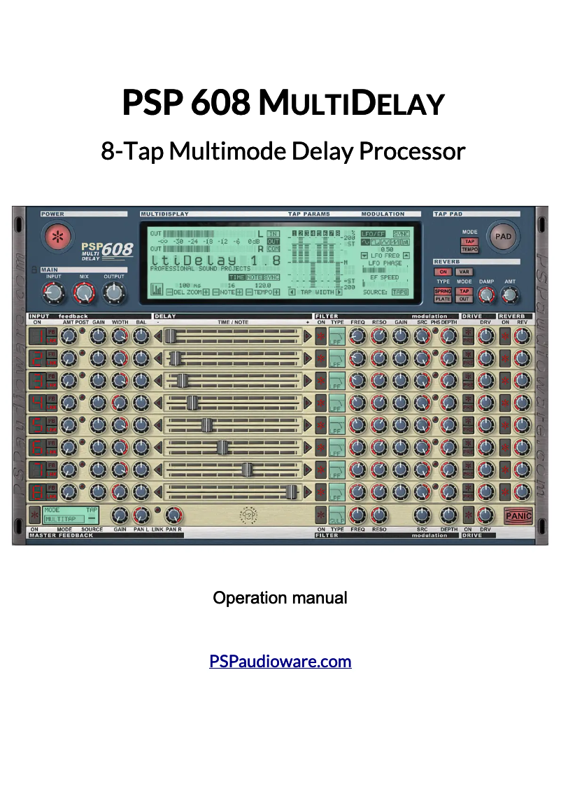 Page 1 de la notice Manuel utilisateur PSP Audioware 608 MultiDelay