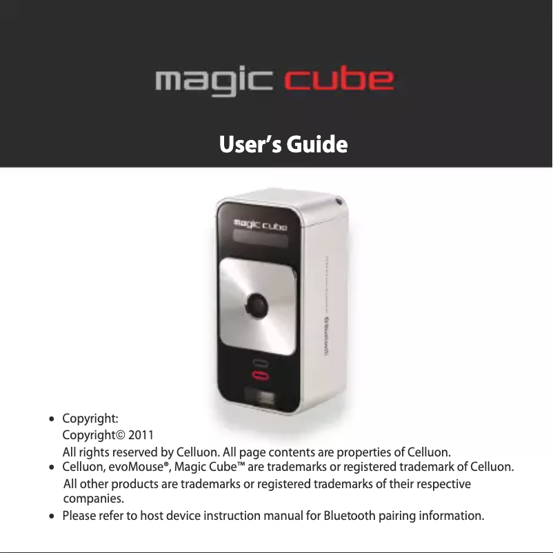 Page 1 de la notice Manuel utilisateur Celluon Magic Cube