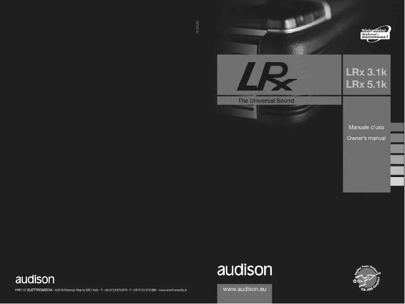 Page 1 de la notice Manuel utilisateur Audison LRx 3.1k