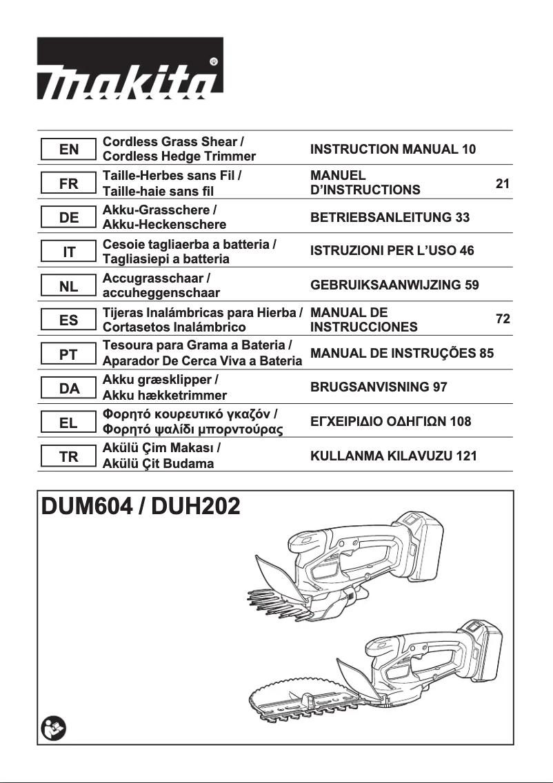 Page 1 de la notice Fiche technique Makita DUM604RTX