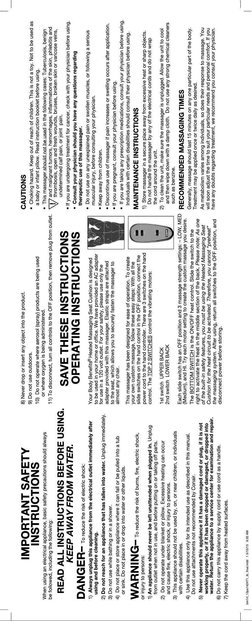 Image de la première page du manuel de l'appareil BM1RL