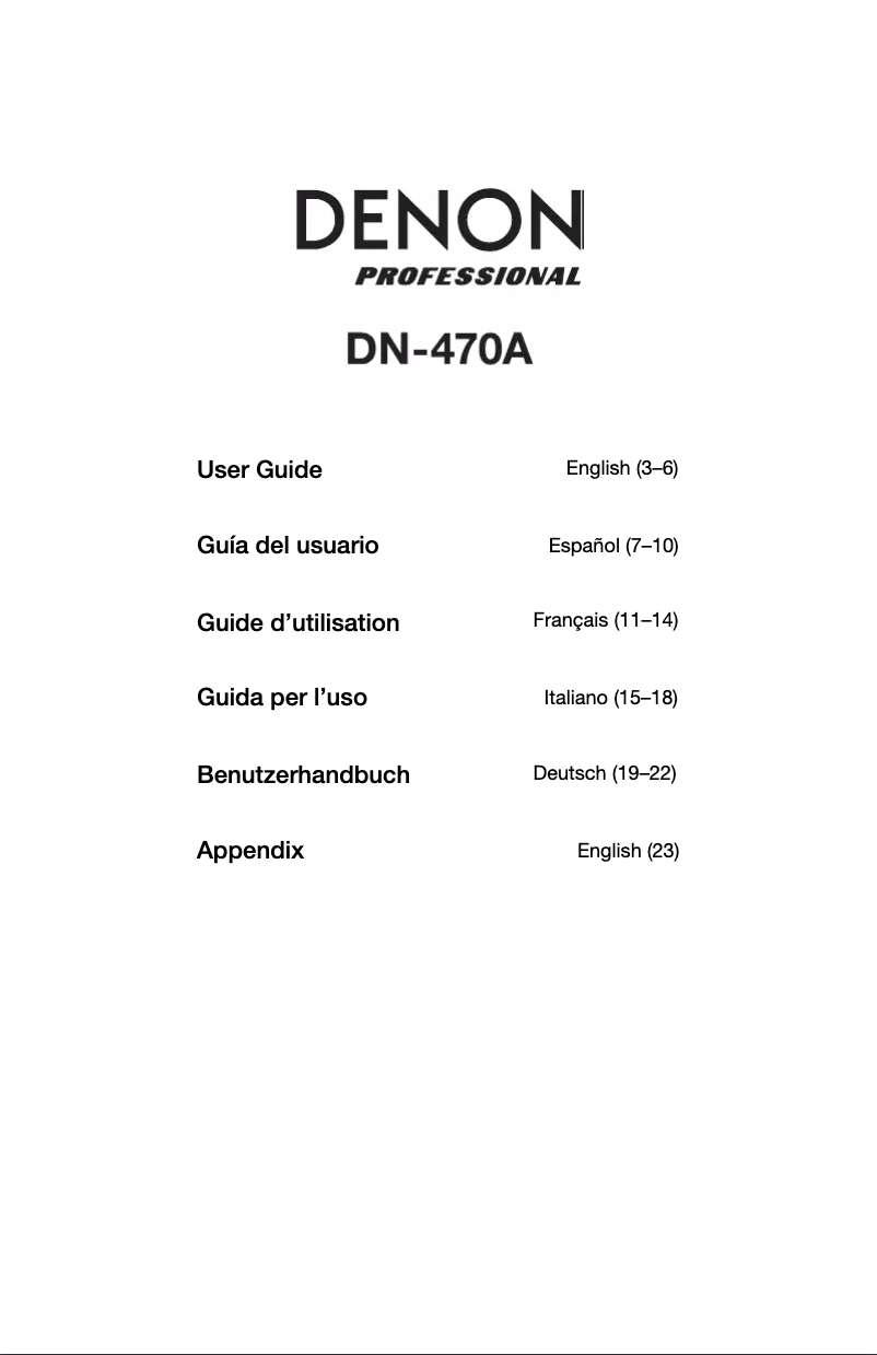 Page n°1 - Manuel utilisateur Denon DN-470A