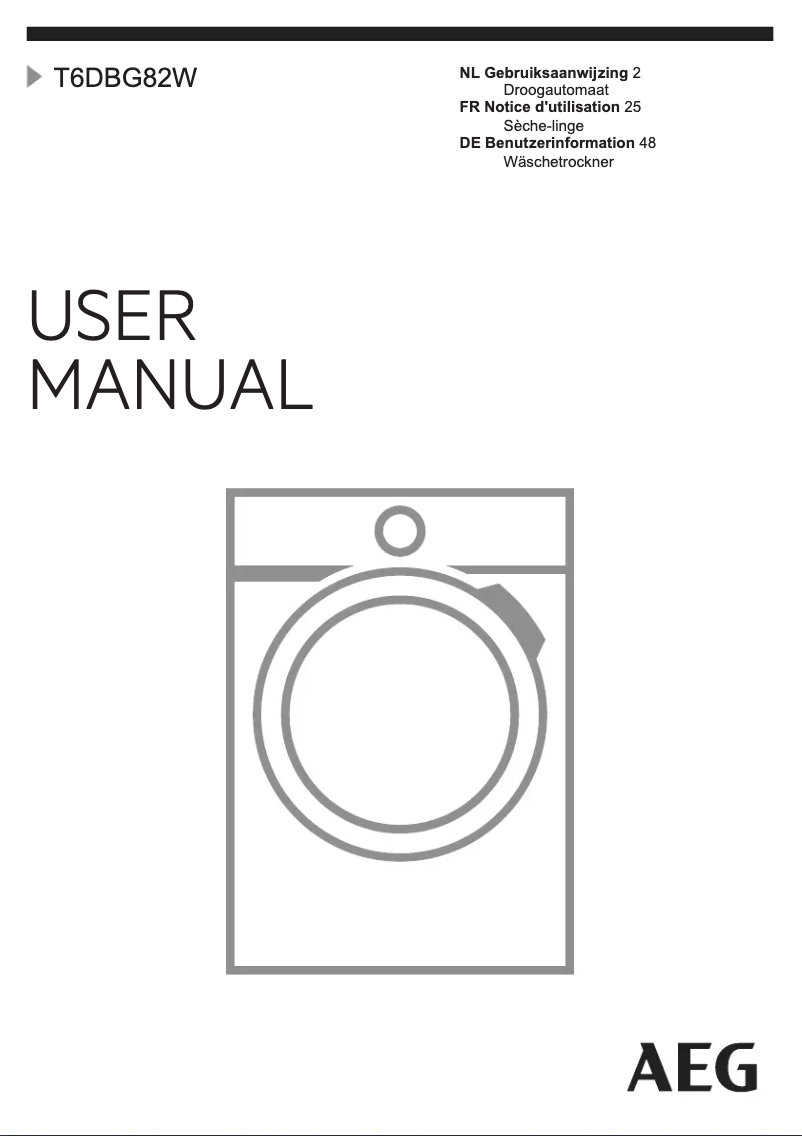 Page n°1 - Manuel utilisateur AEG T6DBG82W