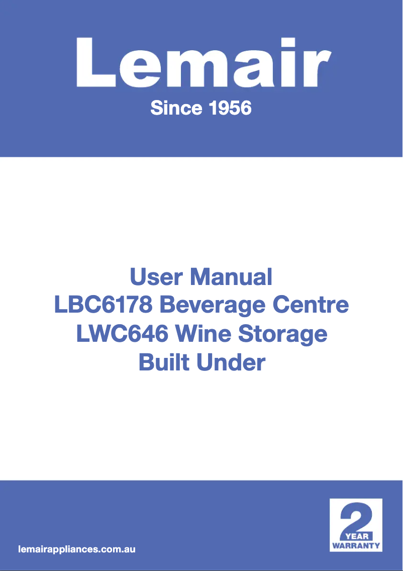 Page 1 de la notice Manuel utilisateur Lemair LBC6178