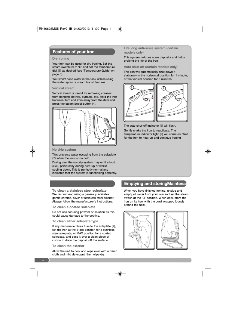 Page 1 de la notice Manuel utilisateur Morphy Richards TurboSteam 300603
