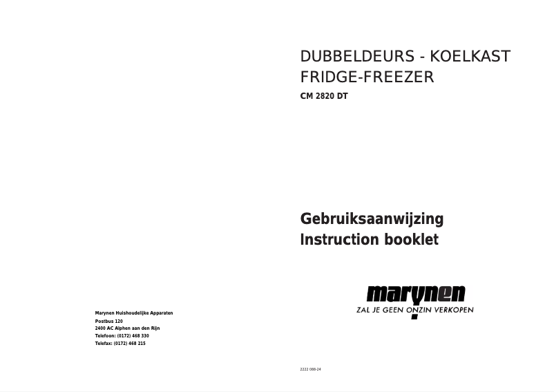 Page n°1 - Manuel utilisateur Marynen CM 2820 DT