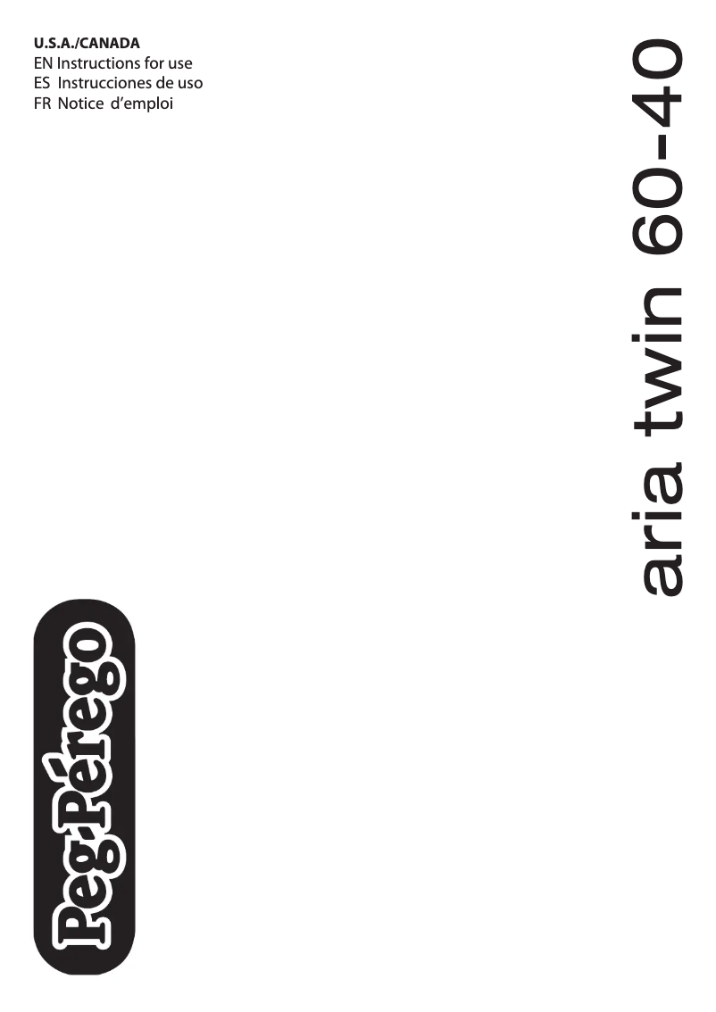 Page 1 de la notice Manuel utilisateur Peg Perego Aria Twin 60-40