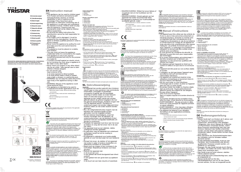 Page 1 de la notice Manuel utilisateur TriStar VE-5865