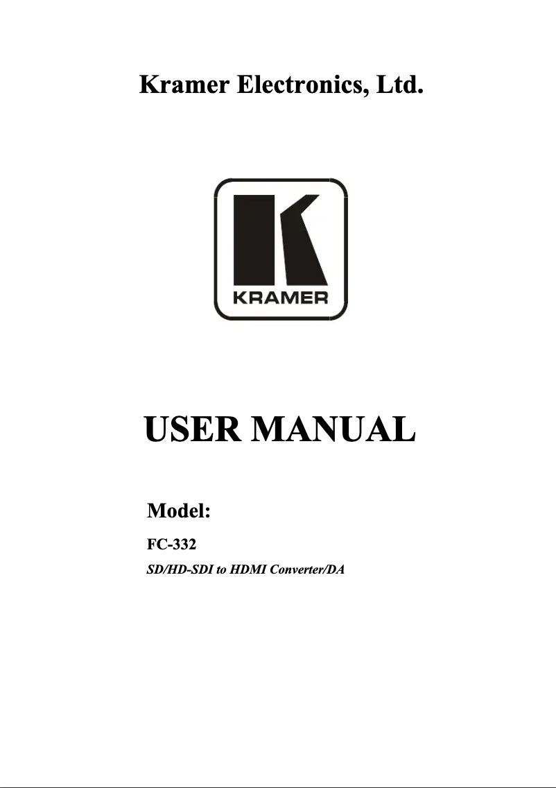 Page n°1 - Manuel utilisateur Kramer FC-332