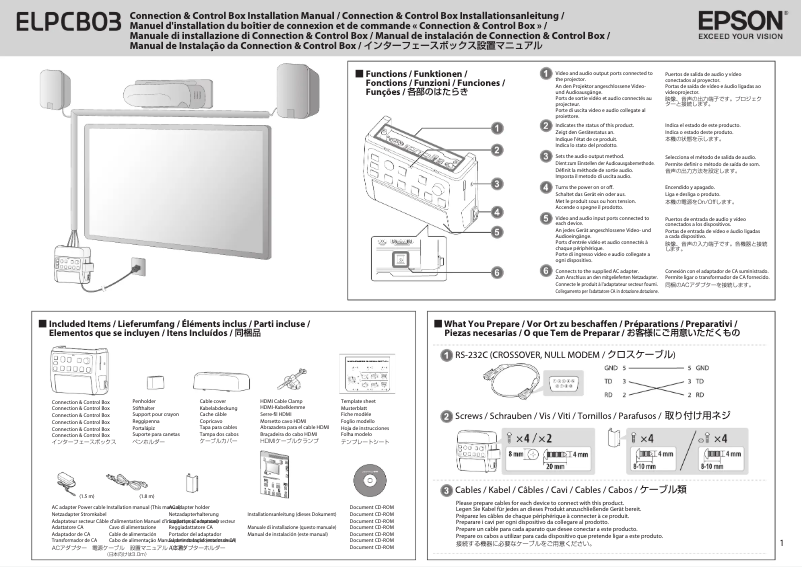 Page 1 de la notice Guide d'installation Epson ELPCB03