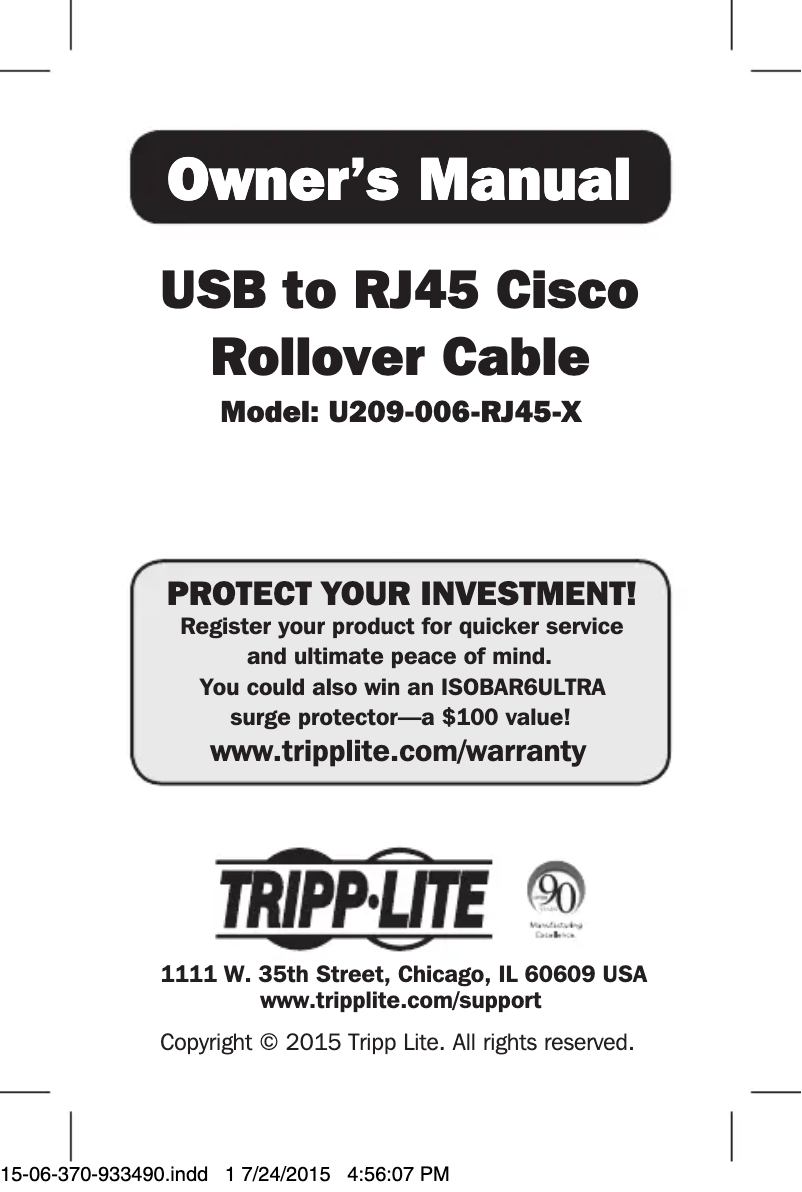 Page n°1 - Manuel utilisateur Tripp Lite U209-006-RJ45-X