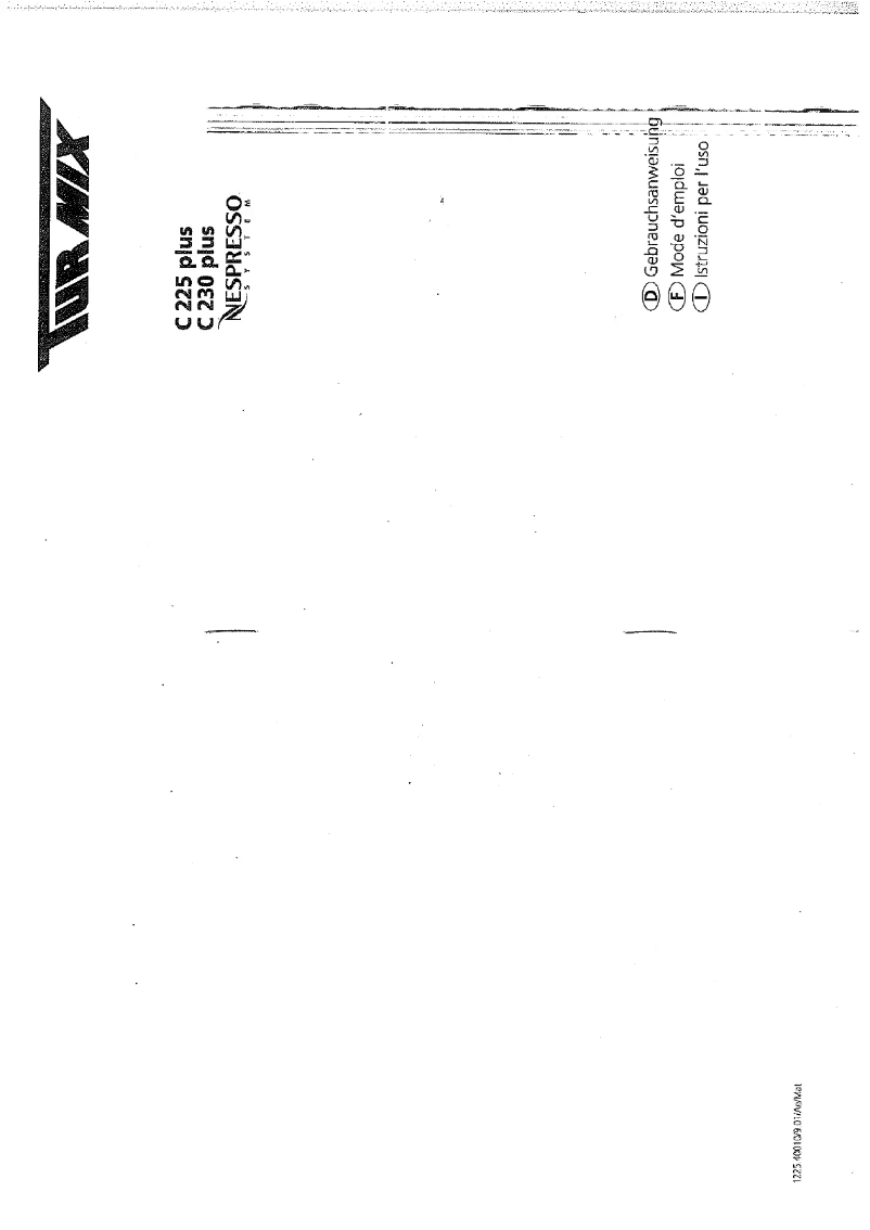 Page n°1 - Manuel utilisateur Turmix Nespresso C225 plus