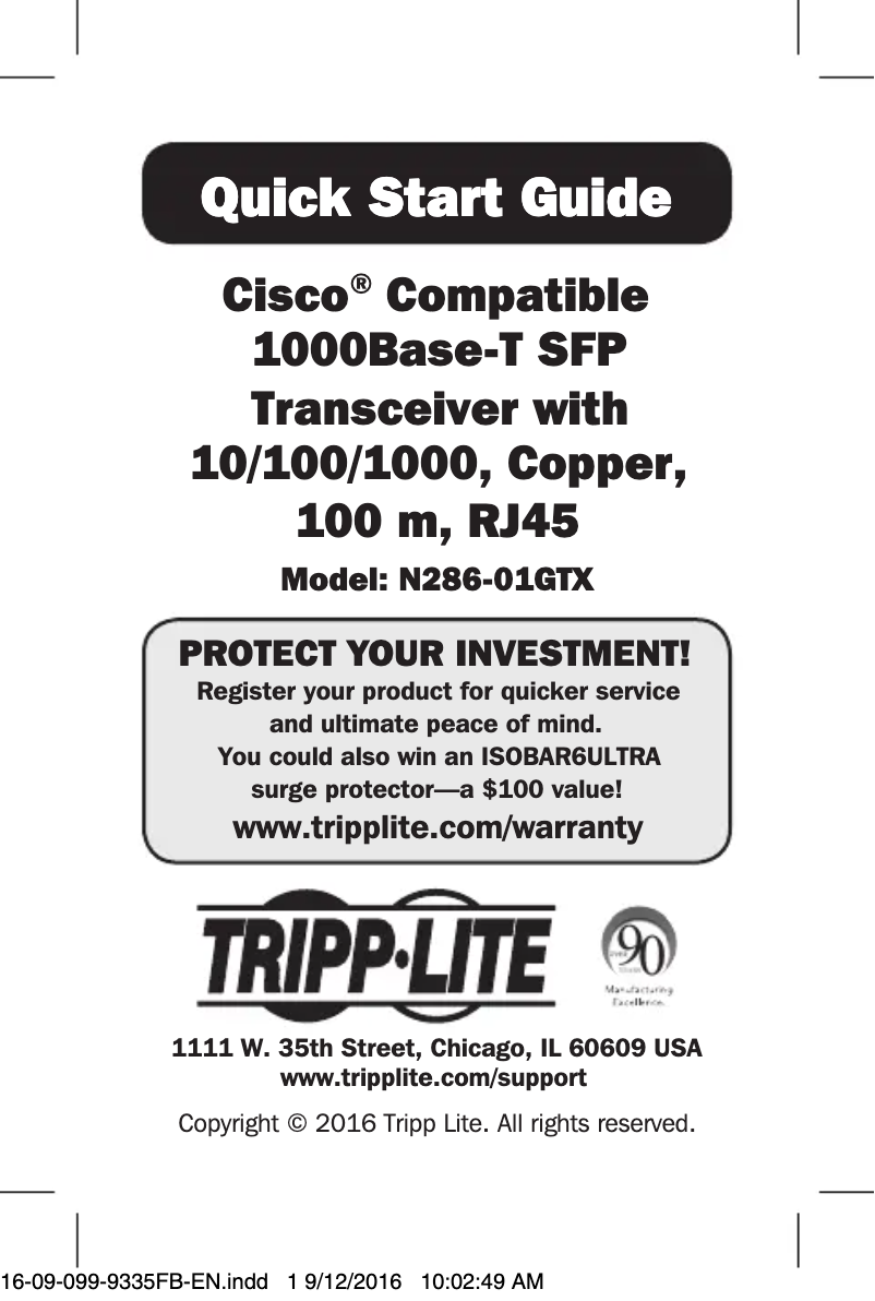 Page 1 de la notice Manuel utilisateur Tripp Lite N286-01GTX