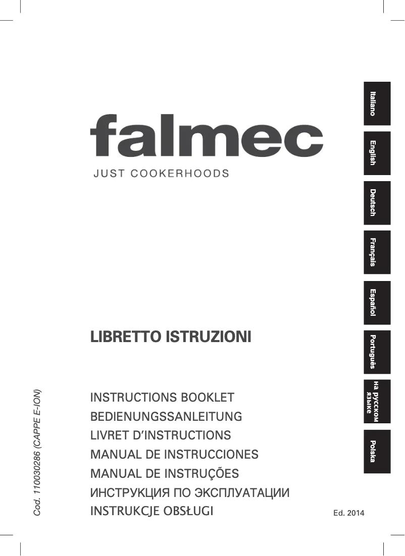 Page n°1 - Manuel utilisateur Falmec Eolo E.ion