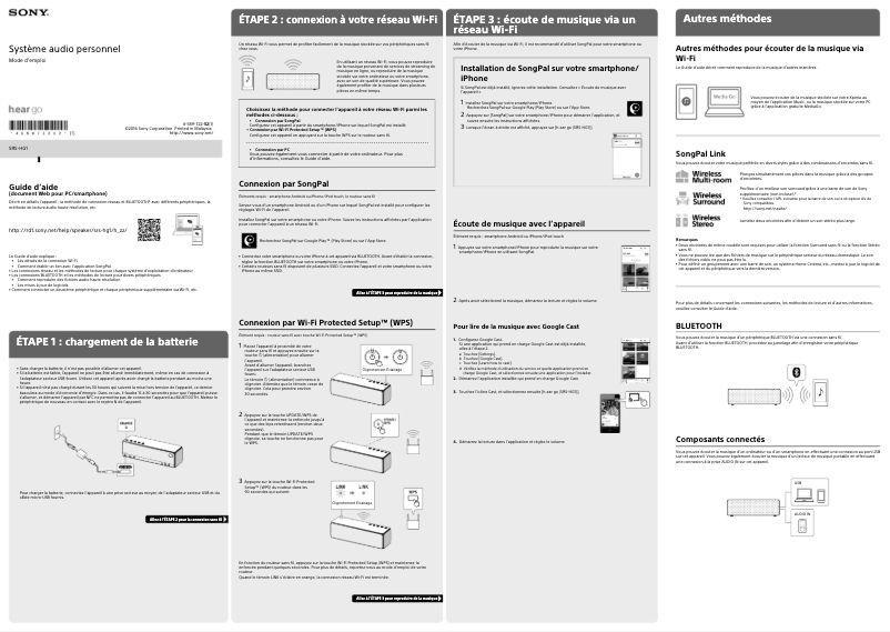 Image de la première page du manuel de l'appareil SRS-HG1