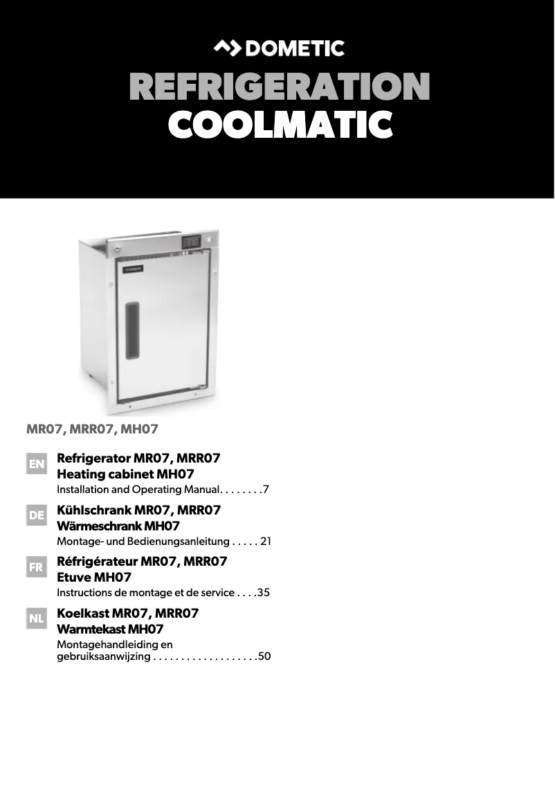 Page 1 de la notice Mode d'emploi Dometic CoolMatic MR 07