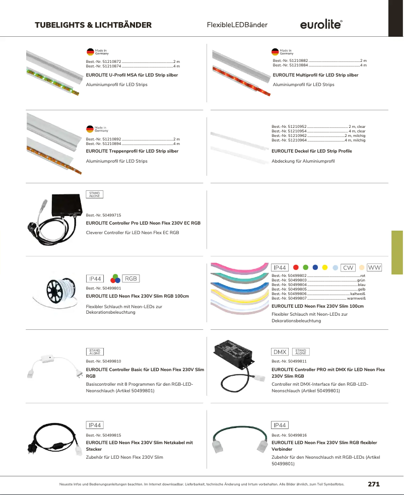 Page 1 de la notice Catalogue Eurolite LED Neon Flex Controller Pro