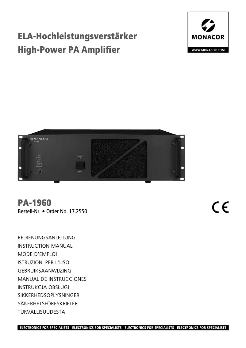 Page 1 de la notice Manuel utilisateur Monacor PA-1960