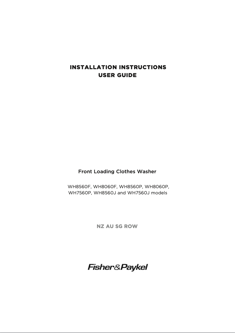 Page n°1 - Mode d'emploi Fisher & Paykel WH7560J3