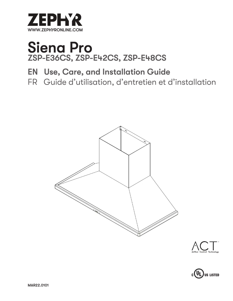Page n°1 - Manuel utilisateur Zephyr Siena Pro ZSP-E48CS